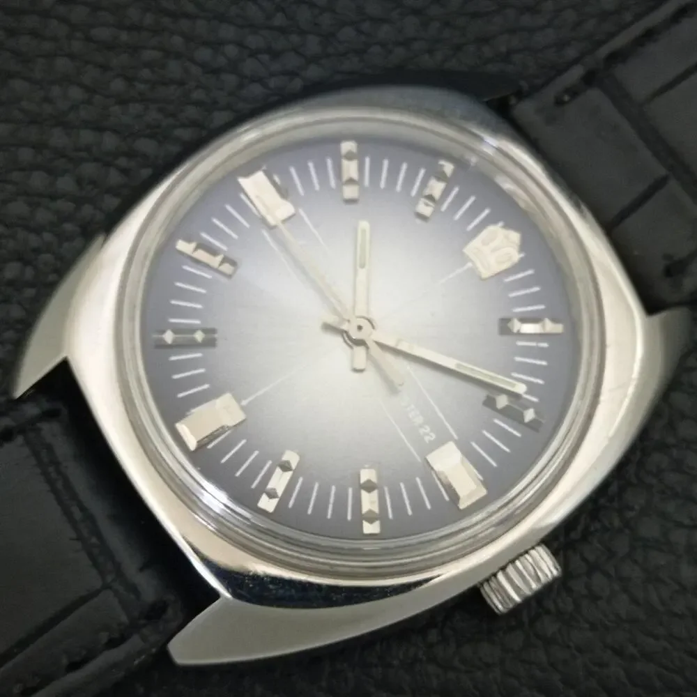 Vintage 1971 Citizen Manual Wound Mens Silver Watch & Gray accents